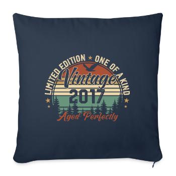 Jahrgang 2017 Retro 2017 Geburtstagsgeschenk 2017 - Sofakissenbezug 45 x 45 cm - Navy - Vorne