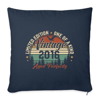 Vintage 2016 Rétro 2016 Cadeau D'anniversaire 2016 - Housse de coussin décorative 45 x 45 cm - bleu marine - Devant