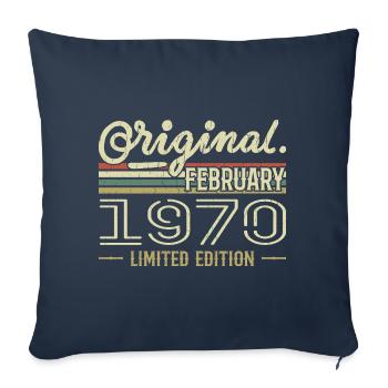 February 1970 Gift - February 1970 Birthday - Sofa pillowcase 17,3'' x 17,3'' (45 x 45 cm) - navy - Front