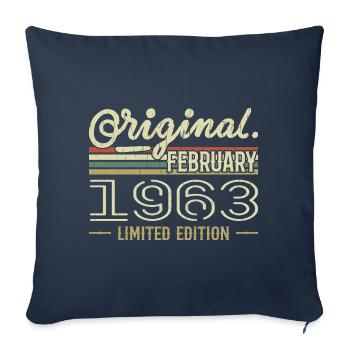 Cadeau Février 1963 - Anniversaire Février 1963 - Housse de coussin décorative 45 x 45 cm - bleu marine - Devant
