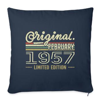 Cadeau Février 1957 - Anniversaire Février 1957 - Housse de coussin décorative 45 x 45 cm - bleu marine - Devant