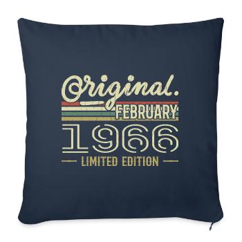 Cadeau Février 1966 - Anniversaire Février 1966 - Housse de coussin décorative 45 x 45 cm - bleu marine - Devant