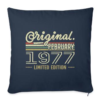 Cadeau Février 1977 - Anniversaire Février 1977 - Housse de coussin décorative 45 x 45 cm - bleu marine - Devant