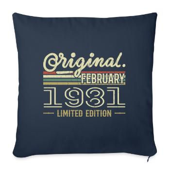 Cadeau Février 1981 - Anniversaire Février 1981 - Housse de coussin décorative 45 x 45 cm - bleu marine - Devant