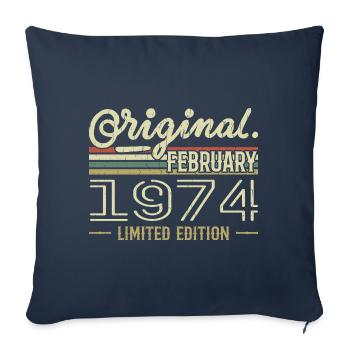 Cadeau Février 1974 - Anniversaire Février 1974 - Housse de coussin décorative 45 x 45 cm - bleu marine - Devant