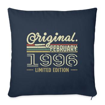 Cadeau Février 1996 - Anniversaire Février 1996 - Housse de coussin décorative 45 x 45 cm - bleu marine - Devant