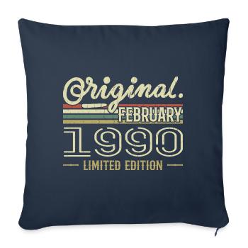 Cadeau Février 1990 - Anniversaire Février 1990 - Housse de coussin décorative 45 x 45 cm - bleu marine - Devant