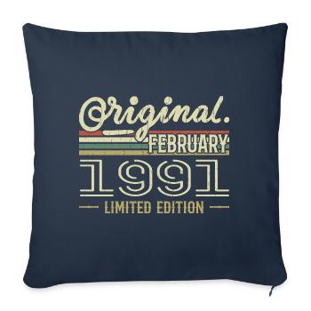 February 1991 Gift - February 1991 Birthday - Sofa pillowcase 17,3'' x 17,3'' (45 x 45 cm) - navy - Front