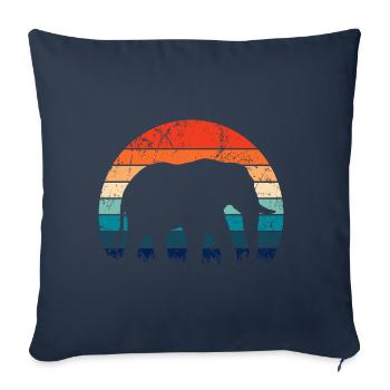 Eléphant - gros gibier, défense, coucher de soleil ivoire - Housse de coussin décorative 45 x 45 cm - bleu marine - Devant