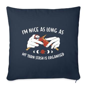 Nice As Long As Yarn Stash Is Organised Knitting - Sofa pillowcase 17,3'' x 17,3'' (45 x 45 cm) - navy - Front
