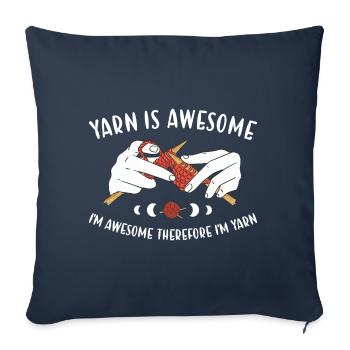 Le fil est génial donc je tricote du fil - Housse de coussin décorative 45 x 45 cm - bleu marine - Devant
