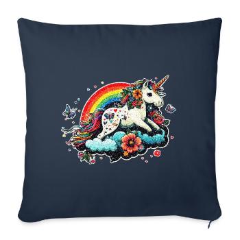 Cute Unicorn Rainbow, Cloud, Kawaii Style - Sofa pillowcase 17,3'' x 17,3'' (45 x 45 cm) - navy - Front
