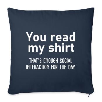 Tu lis ma chemise introvertie - Housse de coussin décorative 45 x 45 cm - bleu marine - Devant
