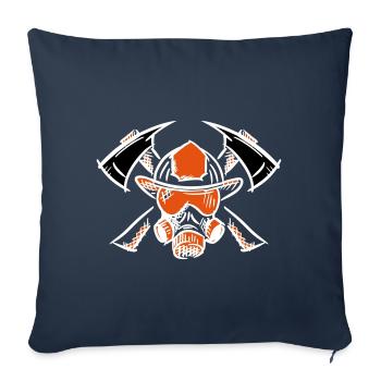 Logo du pompier. Haches de casque de pompier. - Housse de coussin décorative 45 x 45 cm - bleu marine - Devant