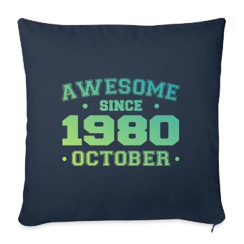 Octobre 1980 - Cadeau Anniversaire Octobre 1980 - Housse de coussin décorative 45 x 45 cm - bleu marine - Devant
