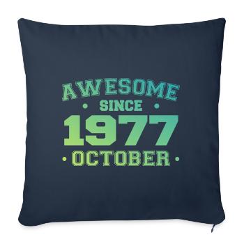 Octobre 1977 - Cadeau Anniversaire Octobre 1977 - Housse de coussin décorative 45 x 45 cm - bleu marine - Devant