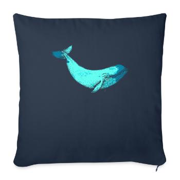 Baleine baleine bleue baleine - Housse de coussin décorative 45 x 45 cm - bleu marine - Devant