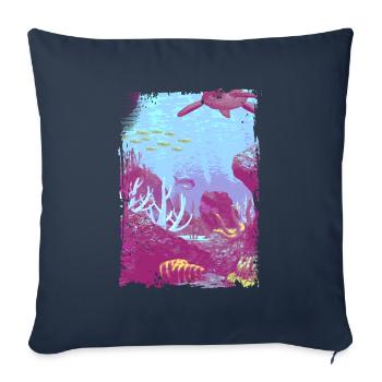 underwater sea fish turtle coral - Sofa pillowcase 17,3'' x 17,3'' (45 x 45 cm) - navy - Front
