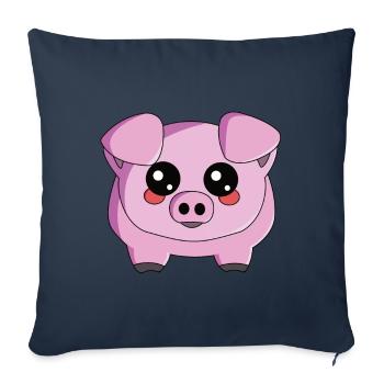 cochon cochon domestique - Housse de coussin décorative 45 x 45 cm - bleu marine - Devant