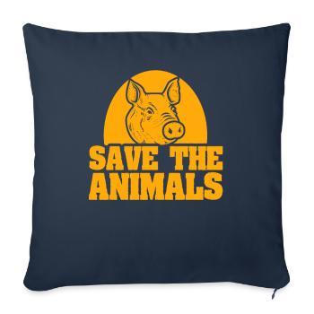Animal bien-être animal animal cochon animal - Housse de coussin décorative 45 x 45 cm - bleu marine - Devant