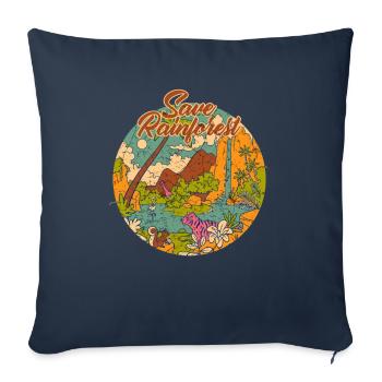 Forêt tropicale tropique protection de l'environnement nature jungle - Housse de coussin décorative 45 x 45 cm - bleu marine - Devant