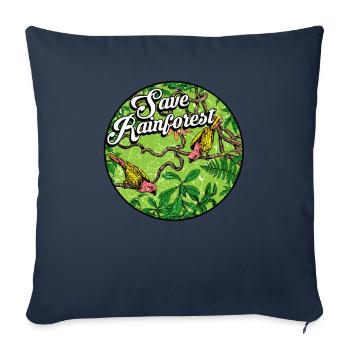 Forêt tropicale tropicale protection de l'environnement oiseaux jungle - Housse de coussin décorative 45 x 45 cm - bleu marine - Devant