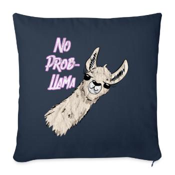 No Prob LLama rose Vintage Trendy Lama - Housse de coussin décorative 45 x 45 cm - bleu marine - Devant