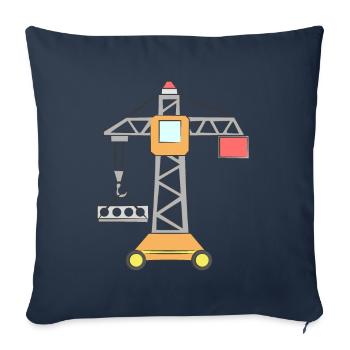 Grue Enfants Chantier - Housse de coussin décorative 45 x 45 cm - bleu marine - Devant