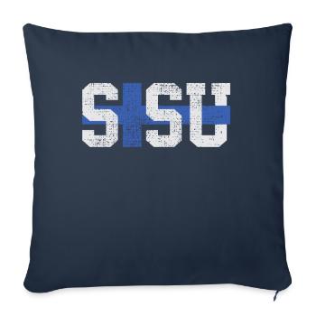 Sisu Finlande finnois - Housse de coussin décorative 45 x 45 cm - bleu marine - Devant