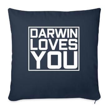 Athée Charles Darwin - Housse de coussin décorative 45 x 45 cm - bleu marine - Devant