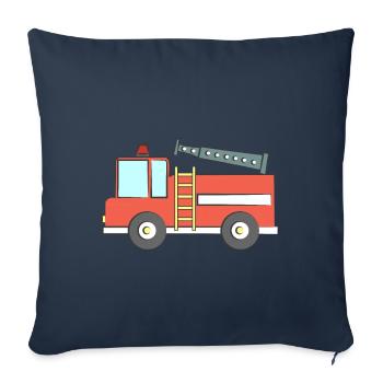 Camion de pompiers - Housse de coussin décorative 45 x 45 cm - bleu marine - Devant