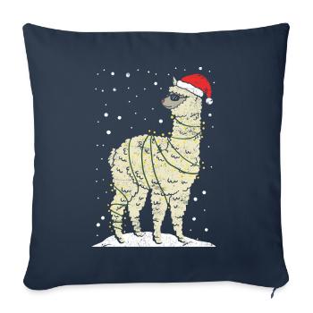 Weihnachten Alpaka-Lama - Sofakissenbezug 45 x 45 cm - Navy - Vorne