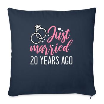 Anniversaire de mariage de 20 ans - Housse de coussin décorative 45 x 45 cm - bleu marine - Devant