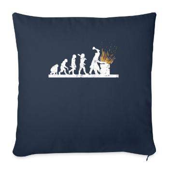 Evolution du métier de forgeron - Housse de coussin décorative 45 x 45 cm - bleu marine - Devant