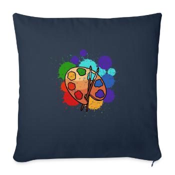 La palette de l'artiste-peintre - Housse de coussin décorative 45 x 45 cm - bleu marine - Devant