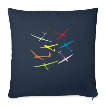 Pilote de planeur aviation - Housse de coussin décorative 45 x 45 cm - bleu marine - Devant