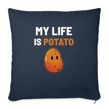 Pommes de terre végétalien végétarien - Housse de coussin décorative 45 x 45 cm - bleu marine - Devant