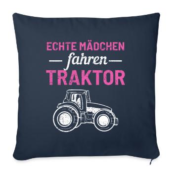 Bauernhof Traktor Mädchen Fahren - Sofakissenbezug 45 x 45 cm - Navy - Vorne