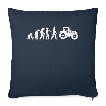 Evolution du tracteur du singe au conducteur de tracteur - Housse de coussin décorative 45 x 45 cm - bleu marine - Devant
