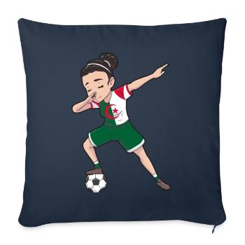Algérie Football féminin Footballeur Fille Football - Housse de coussin décorative 45 x 45 cm - bleu marine - Devant