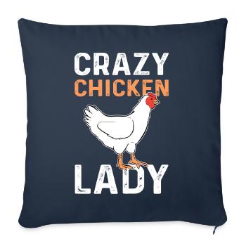 Poulet coq poulets poulailler - Housse de coussin décorative 45 x 45 cm - bleu marine - Devant