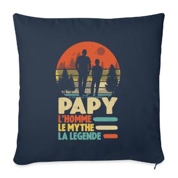 Papy L'homme Le Mythe La Légende - Housse de coussin décorative 45 x 45 cm - bleu marine - Devant
