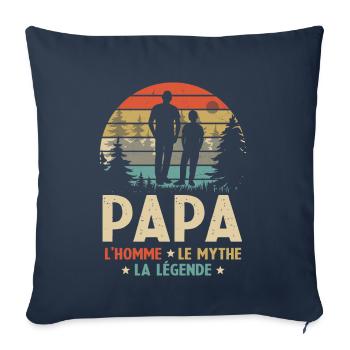 Papa L'homme Le Mythe La Légende - Housse de coussin décorative 45 x 45 cm - bleu marine - Devant