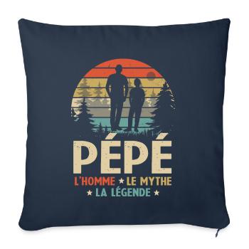 Pépé L'homme Le Mythe La Légende - Housse de coussin décorative 45 x 45 cm - bleu marine - Devant