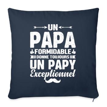 Un Papa Formidable - Papy Exceptionnel Cadeau - Housse de coussin décorative 45 x 45 cm - bleu marine - Devant