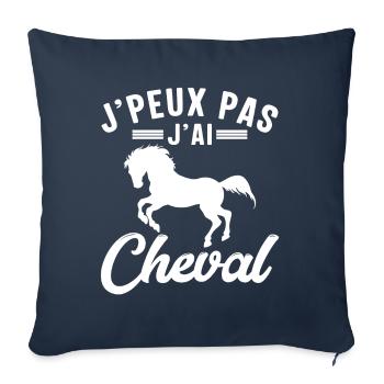 Je Peux Pas J'ai Cheval - Housse de coussin décorative 45 x 45 cm - bleu marine - Devant