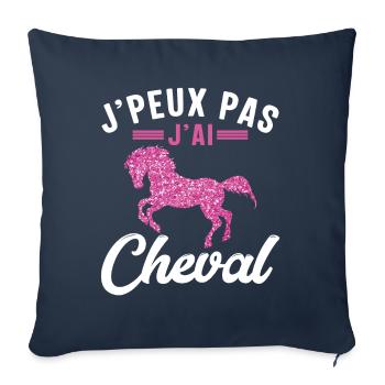 Je Peux Pas J'ai Cheval - Housse de coussin décorative 45 x 45 cm - bleu marine - Devant