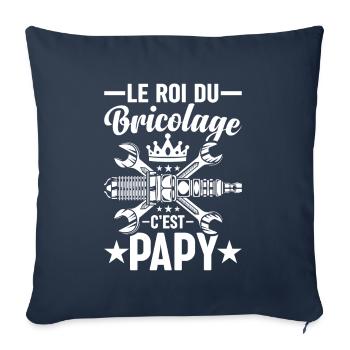 Le Roi Du Bricolage C'est Papy - Housse de coussin décorative 45 x 45 cm - bleu marine - Devant