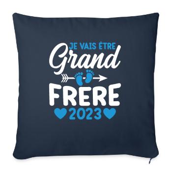 Je Vais Être Grand Frère 2023 - Housse de coussin décorative 45 x 45 cm - bleu marine - Devant