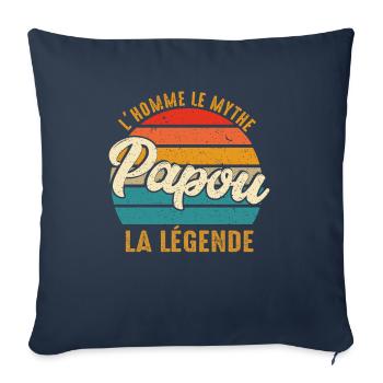 Papou L'homme Le Mythe La Légende - Housse de coussin décorative 45 x 45 cm - bleu marine - Devant